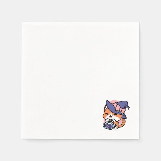 Tabby Witch Brew - Niedliches Halloween Cat Design Serviette (Vorderseite)