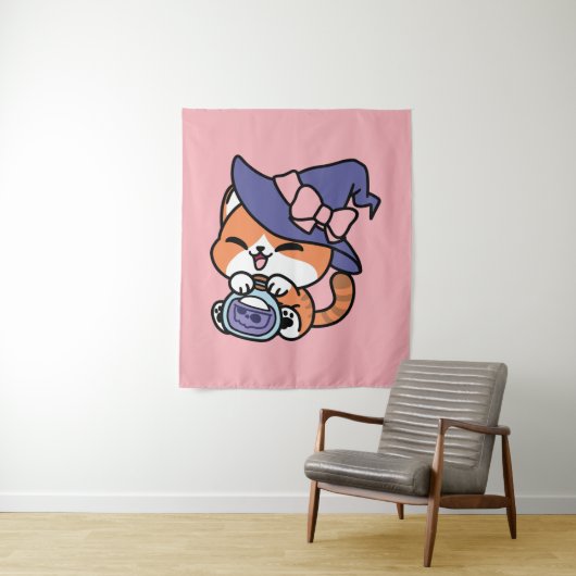 Tabby Witch Brew - Niedliches Halloween Cat Design Wandteppich (Beispiel)
