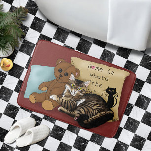 Tabby Zuhause Burgundy Cat Badematte