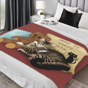 Tabby Zuhause Burgundy Cat Fleecedecke