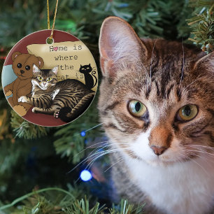 Tabby Zuhause Burgundy Cat Keramik Ornament