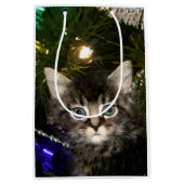 Tabbykätzchen im Weihnachtsbaum Mittlere Geschenktüte (Vorderseite)