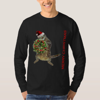 Tabbykatze spielt Weihnachtsmann T-Shirt