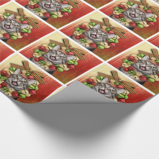 Tabbykatze Weihnachten Geschenkpapier (Ecke)