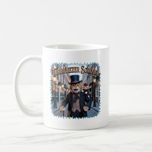 Tabbynezer Scrooge Illustration – Tabby Scrooge Kaffeetasse (Links)