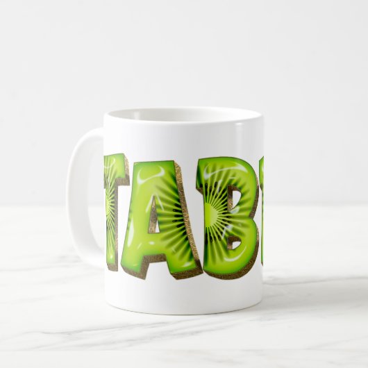 Tabea Name Kiwi Style Tasse Teetasse Kaffeetasse (Vorderseite Links)