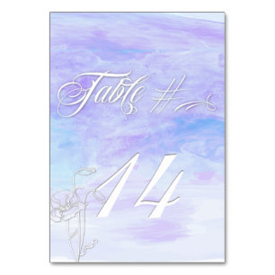 TABELKARTEN VON BLUES WATERCOLOR TISCHNUMMER