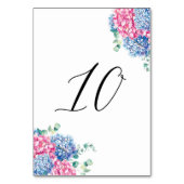 Tabelle 10: Aquarellpinke und Blaue Hydrangeas Tischnummer (Rückseite)