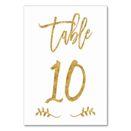 Tabelle 10 | Elegante Gold Handwriting Brushed Lau Tischnummer (Vorderseite)