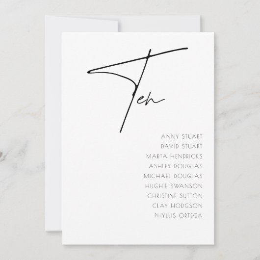 Tabelle 10 Moderne Hochzeitsvorlage Tischnummer (Vorderseite)