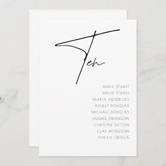 Tabelle 10 Moderne Hochzeitsvorlage Tischnummer (Vorne/Hinten)