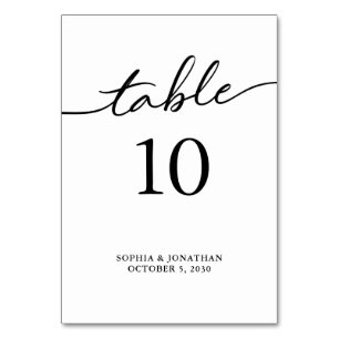 Tabelle 10 Personalisierte Hochzeit mit schwarzer Tischnummer