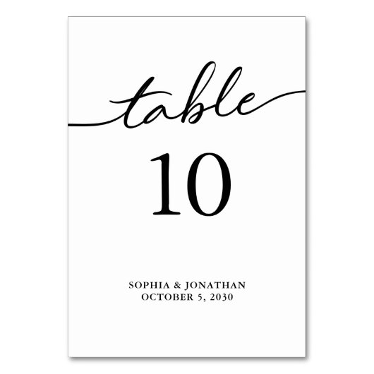 Tabelle 10 Personalisierte Hochzeit mit schwarzer Tischnummer (Vorderseite)