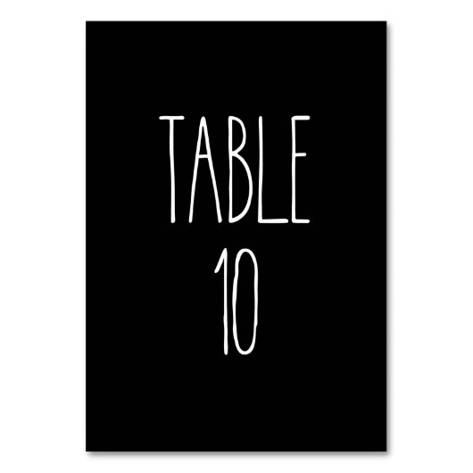 Tabelle 10 Schwarze schwarze Tischtafelkarte von R Tischnummer (Vorderseite)