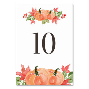 Tabelle 10: Wasserfarbenkürbis und Ahornleaf Tischnummer