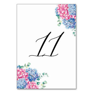 Tabelle 11: Aquarellfarben Rosa und Blaue Hydrange Tischnummer