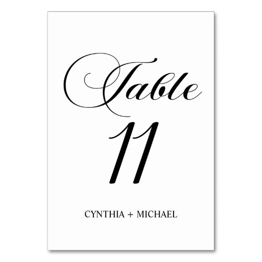 Tabelle 11 Moderne Script-Hochzeitsskripte-Tischnu Tischnummer (Rückseite)
