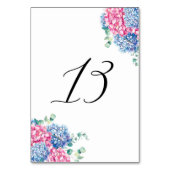 Tabelle 13: Aquarellfarben Rosa und Blaue Hydrange Tischnummer (Vorderseite)