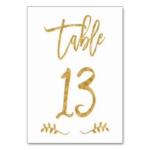 Tabelle 13 Elegante Gold Handwriting Brushed Lau Tischnummer