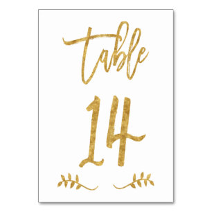 Tabelle 14 Elegante Gold Handwriting Brushed Lau Tischnummer
