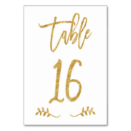 Tabelle 16 | Elegante Gold Handwriting Brushed Lau Tischnummer