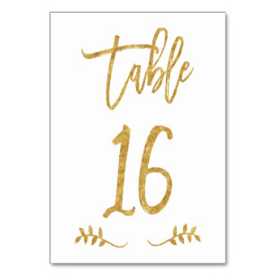Tabelle 16 Elegante Gold Handwriting Brushed Lau Tischnummer