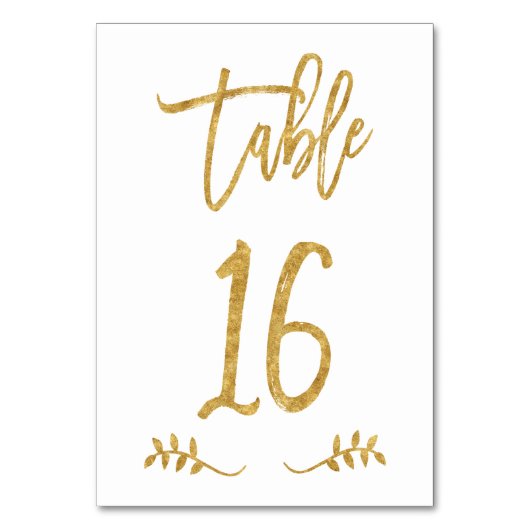 Tabelle 16 | Elegante Gold Handwriting Brushed Lau Tischnummer (Vorderseite)
