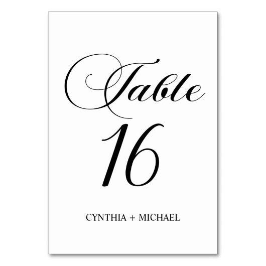 Tabelle 16 Moderne Script-Hochzeitsskripte-Tischnu Tischnummer (Vorderseite)