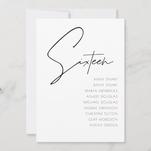 Tabelle 16 Vorlage für moderne Hochzeitsstipps-Tis (Vorderseite)