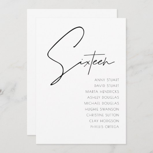 Tabelle 16 Vorlage für moderne Hochzeitsstipps-Tis (Vorne/Hinten)