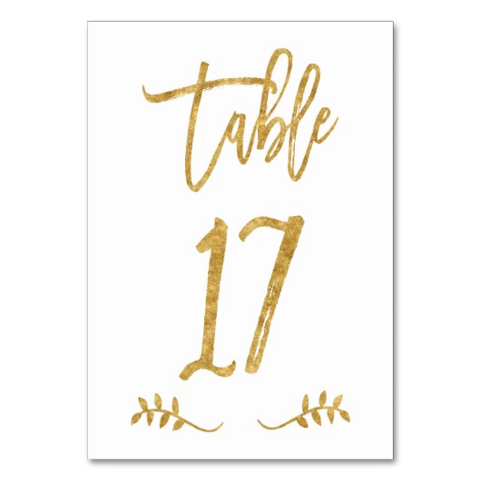 Tabelle 17 | Elegante Gold Handwriting Brushed Lau Tischnummer (Vorderseite)