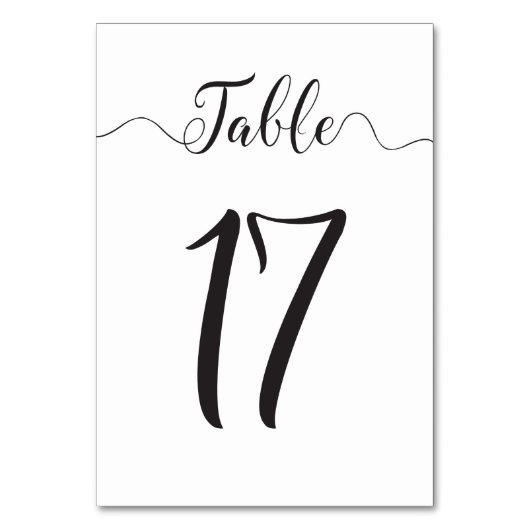 Tabelle 17 Hochzeitliche Tischnummern (Vorderseite)