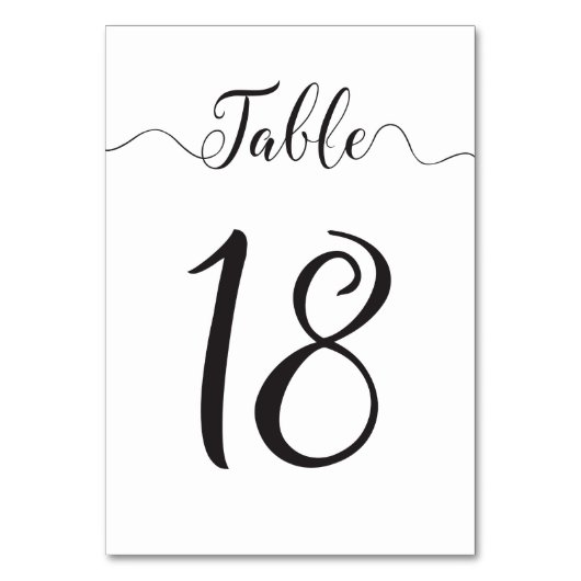 Tabelle 18 Hochzeitliche Tischnummern (Vorderseite)
