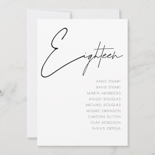 Tabelle 18 Vorlage für moderne Hochzeitsstipps-Tis (Vorderseite)