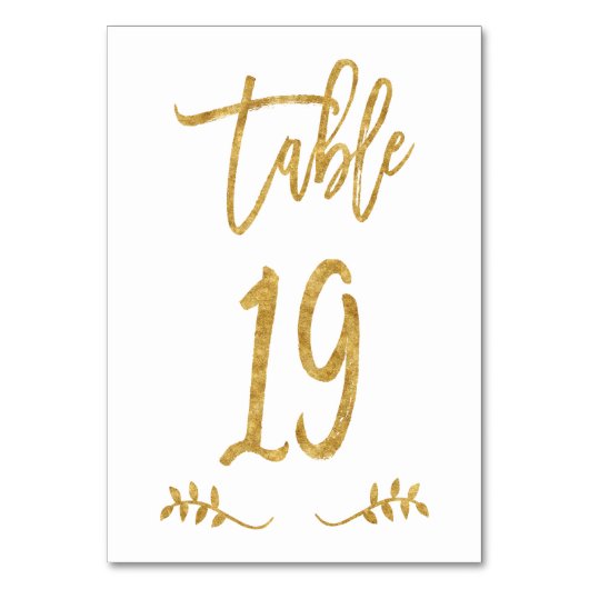 Tabelle 19 | Elegante Gold Handwriting Brushed Lau Tischnummer (Vorderseite)