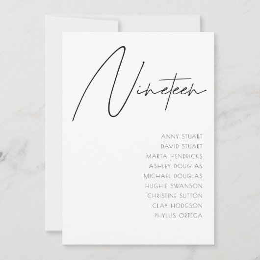 Tabelle 19 Vorlage für moderne Hochzeitsstipps-Tis (Vorderseite)