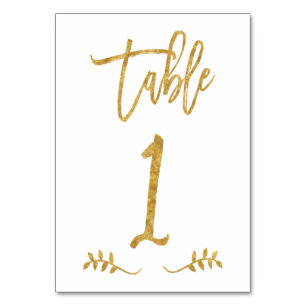 Tabelle 1 Elegante Gold Handwriting Brushed Laur Tischnummer