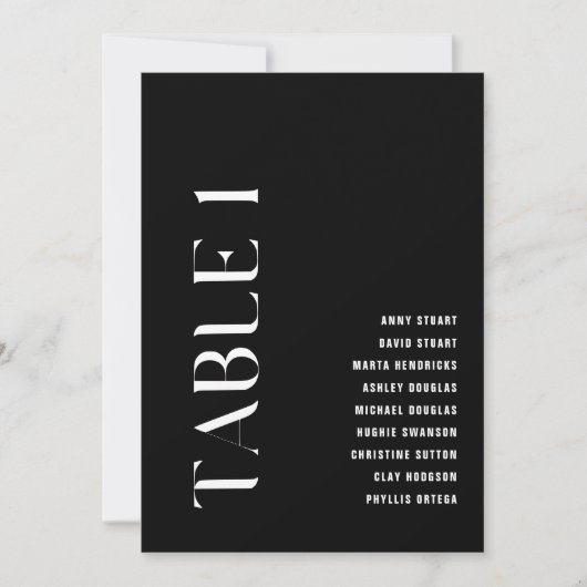 Tabelle 1 Moderne kühne Hochzeitsstiftung Einladung (Vorderseite)