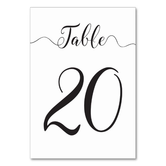 Tabelle 20 Hochzeitliche Tischnummern (Vorderseite)