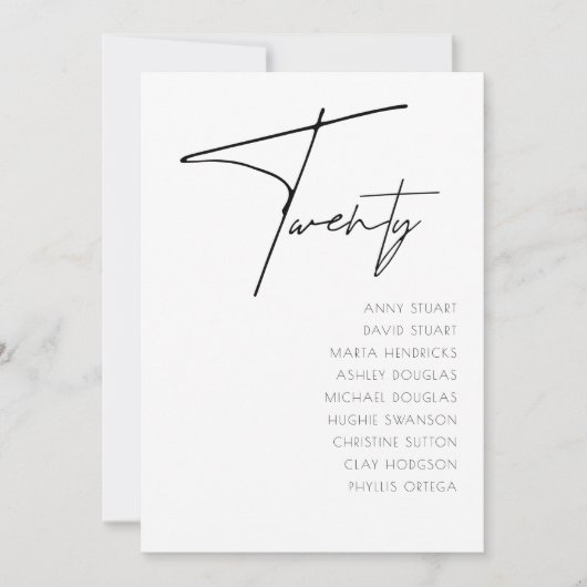 Tabelle 20 Moderne Hochzeitsvorlage Tischnummer (Vorderseite)