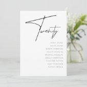 Tabelle 20 Moderne Hochzeitsvorlage Tischnummer (Stehend Vorderseite)