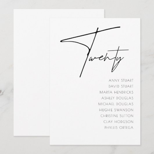 Tabelle 20 Moderne Hochzeitsvorlage Tischnummer (Vorne/Hinten)