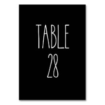 Tabelle 28 Rohe Dunn-schwarze Tischtafelkarte