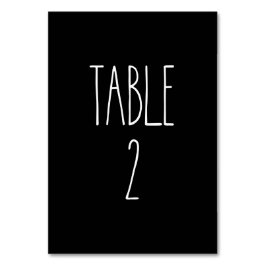 Tabelle 2 Die schwarze schwarze Tischkarte von Rae Tischnummer