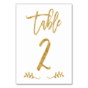 Tabelle 2 Elegante Gold Handwriting Brushed Laur Tischnummer