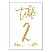 Tabelle 2 | Elegante Gold Handwriting Brushed Laur Tischnummer (Rückseite)