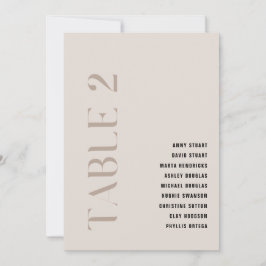 Tabelle 2 Moderne, kühne beige Hochzeitsstiftung T Einladung