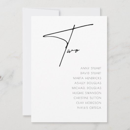 Tabelle 2 Vorlage für moderne Hochzeitstile Tischn (Vorderseite)