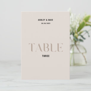 Tabelle 3 Fett Beige Hochzeitsstimmung Tischnummer