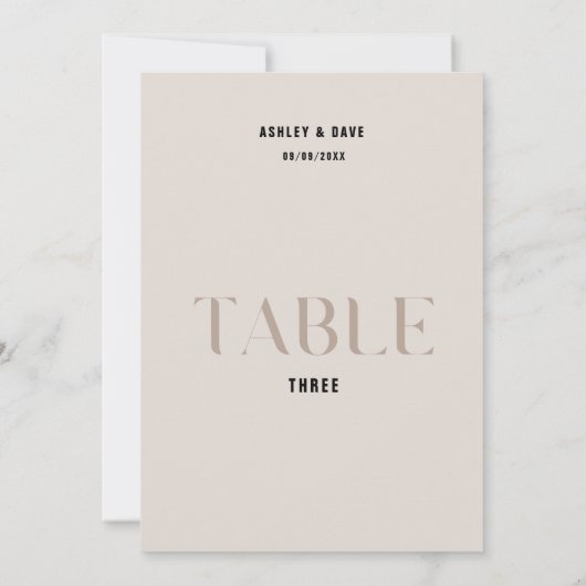 Tabelle 3 Fett Beige Hochzeitsstimmung Tischnummer (Rückseite)